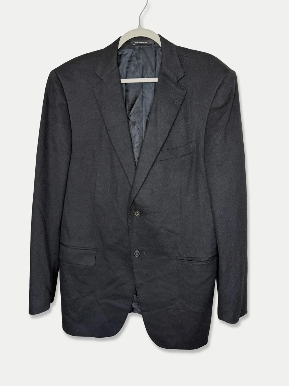 Z Ermenegildo Zegna Suit Blazer Jacket 54L (US 44L) Black 100% Cashmere GUC